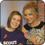 Mickey with Helen Skelton of Blue Peter